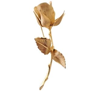 Giovanni Textured Gold Tone Rose Brooch